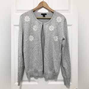 Women Size L Gray Snowflake Swearer cardigan